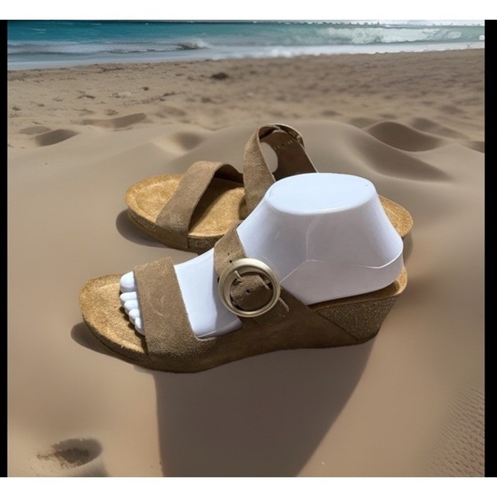Yokono Tan Suede Leather Wedge Buckle Spain Sandals Shoes Womens Size 8, - Picture 12 of 15